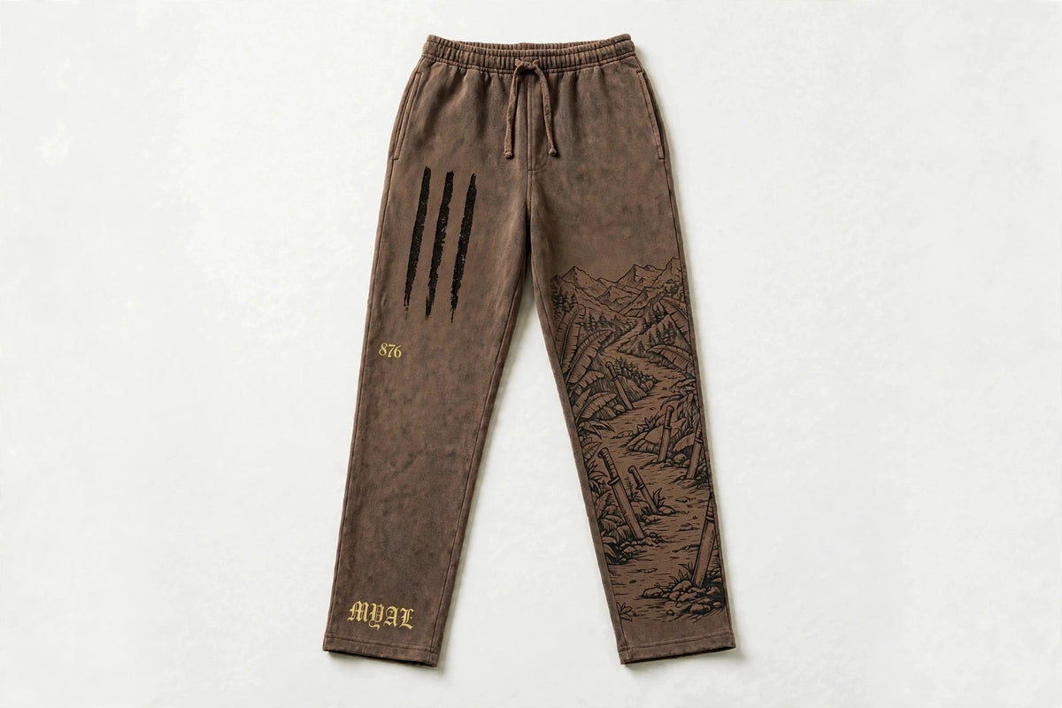 MYAL Three-Finger Jack Open-Hem Sweatpants