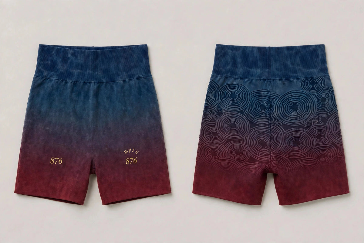 MYAL River Mumma Booty Short — Petrol→Wine Fade
