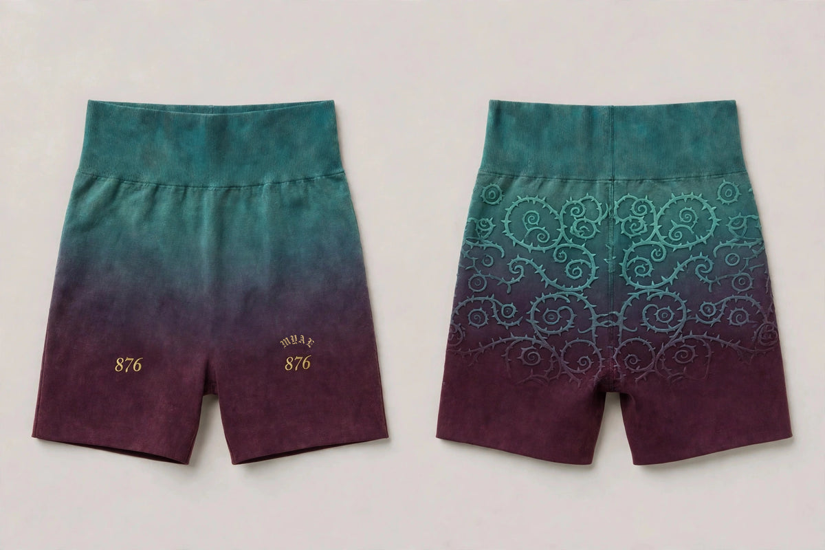 MYAL La Diablesse Booty Short — Teal→Plum Fade