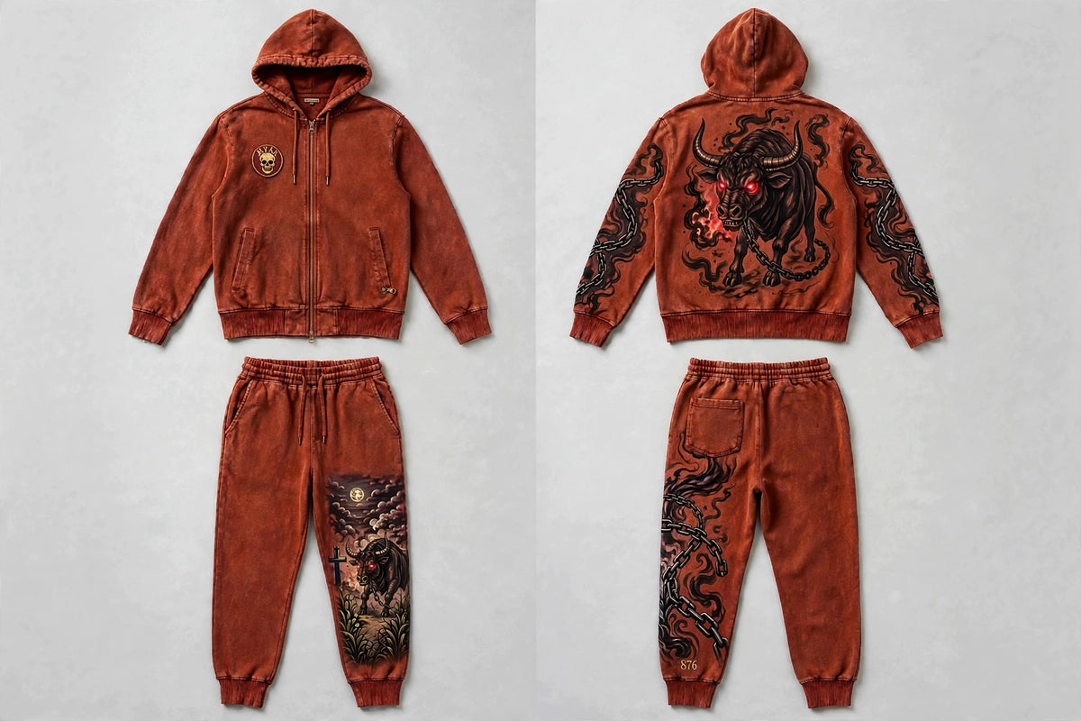 MYAL Rolling Calf Tech Fleece Set — Washed Crimson