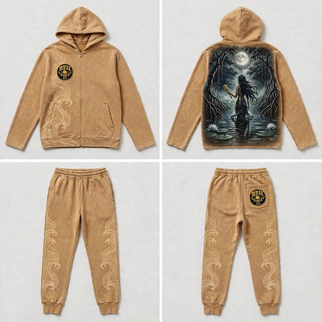 MYAL River Mumma Tech Fleece Set — Washed Midnight (Open-Hem)