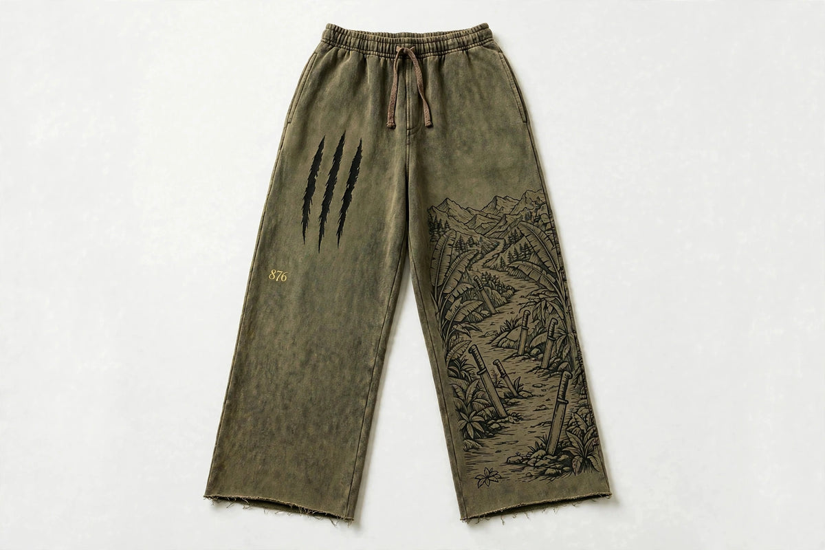 MYAL Three-Finger Jack Open-Hem Sweatpants — Washed Umber