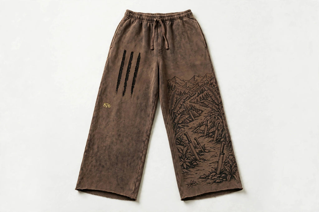 MYAL Three-Finger Jack Open-Hem Sweatpants — Washed Umber