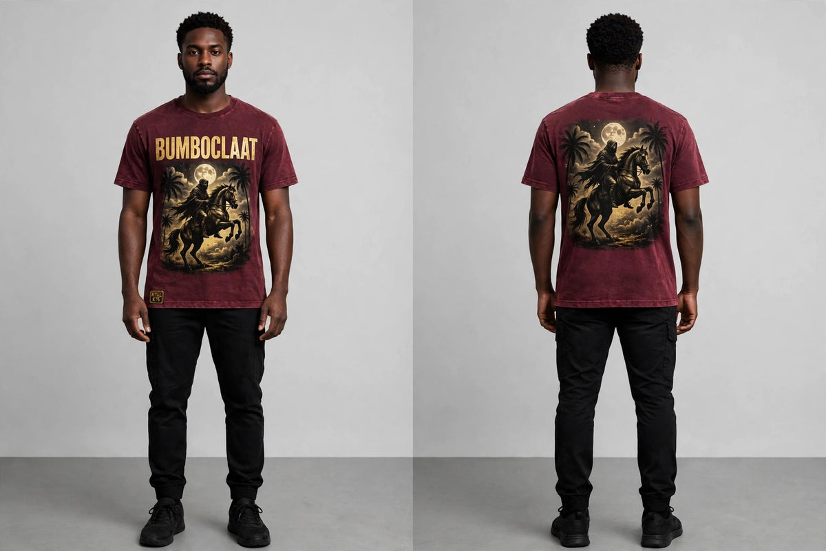 MYAL Duppy Rider Patois Tee — Washed Wine ("BUMBOCLAAT")