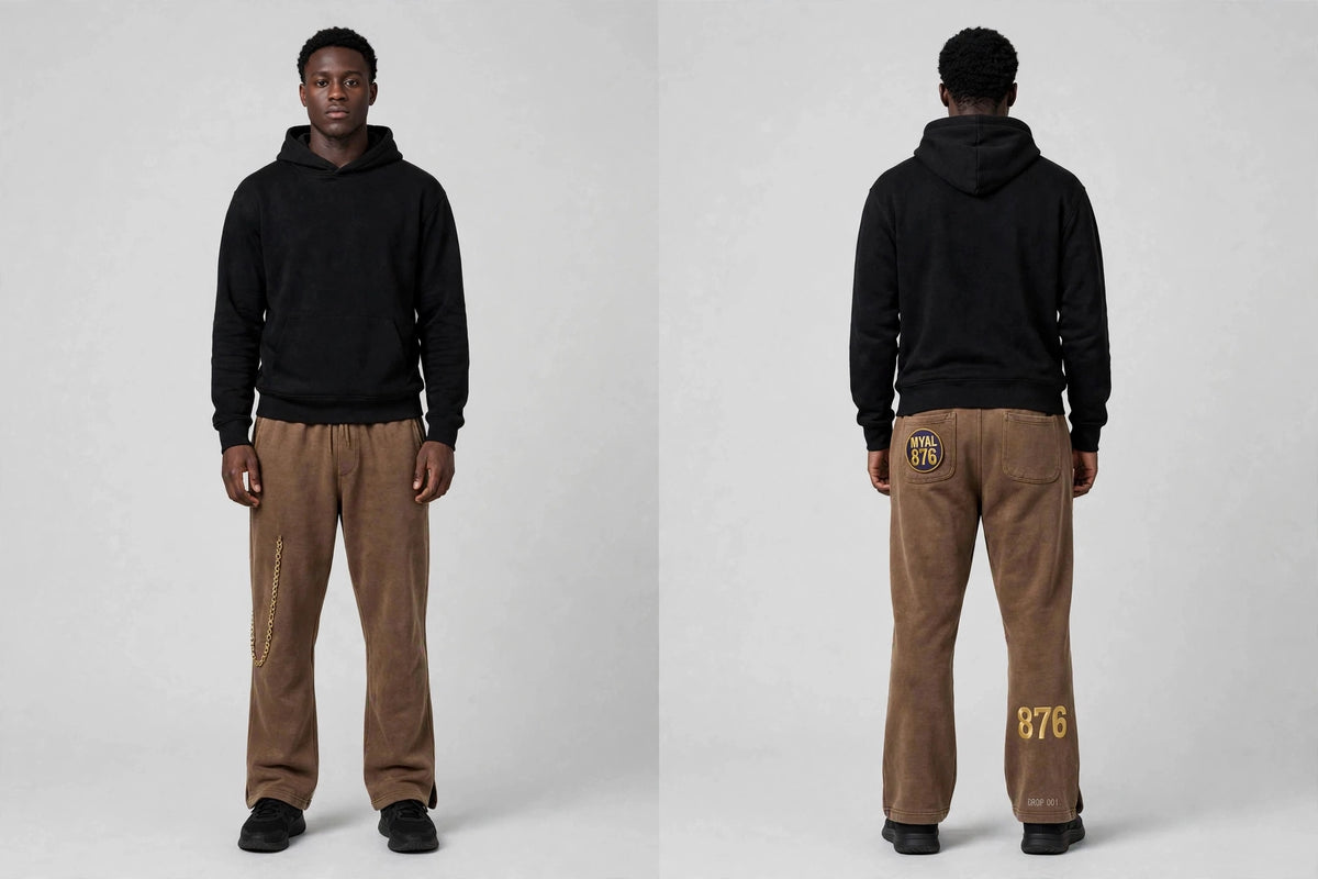 MYAL DROP 001 Rolling Calf Open-Hem Sweatpants — Washed Bronze
