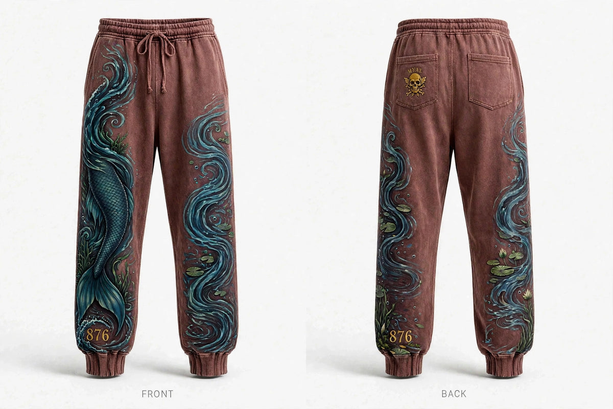 MYAL River Mumma Open-Hem Sweatpants — Washed Navy
