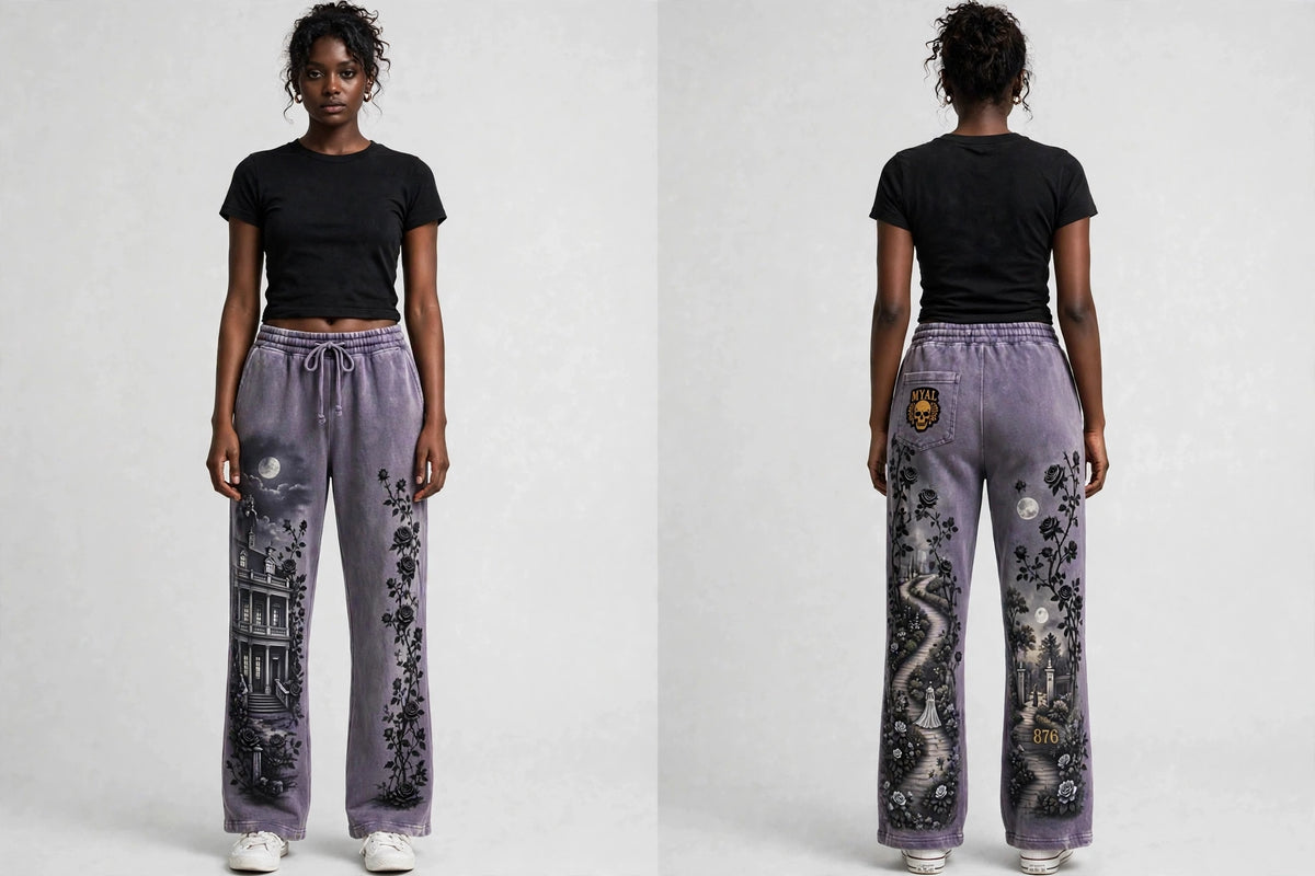 MYAL White Witch of Rose Hall Women's Open-Hem Sweatpants — Washed Thistle Smoke