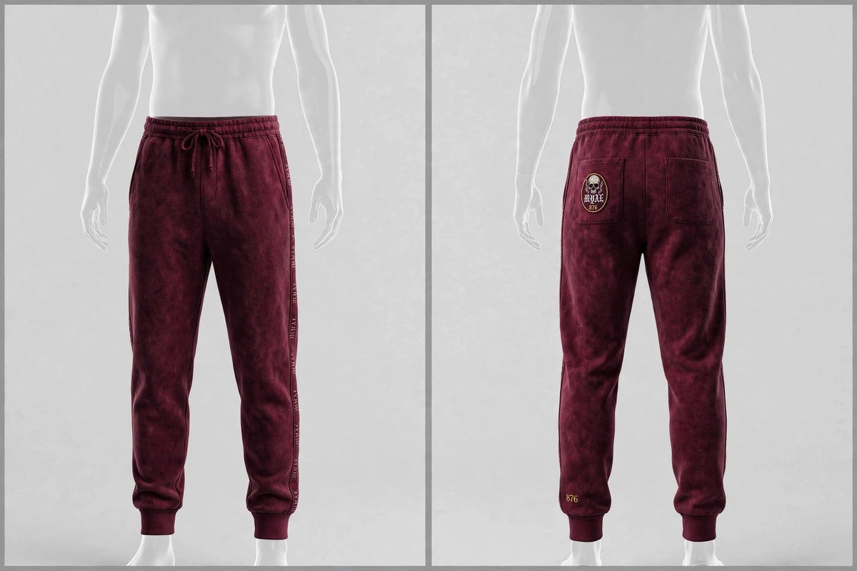 MYAL Luxury Duppy Rider Track Pants — Burgundy Wine (Cuffed)