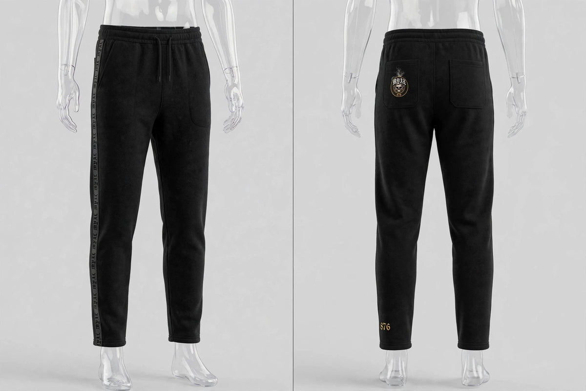 MYAL Luxury Duppy Rider Track Pants — Onyx Black (Open-Hem)