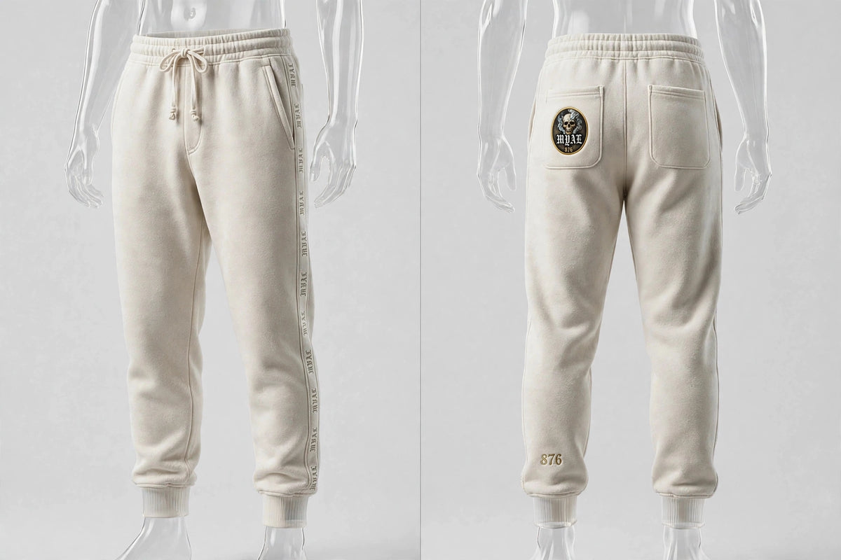 MYAL Luxury Duppy Rider Track Pants — Bone White (Cuffed)