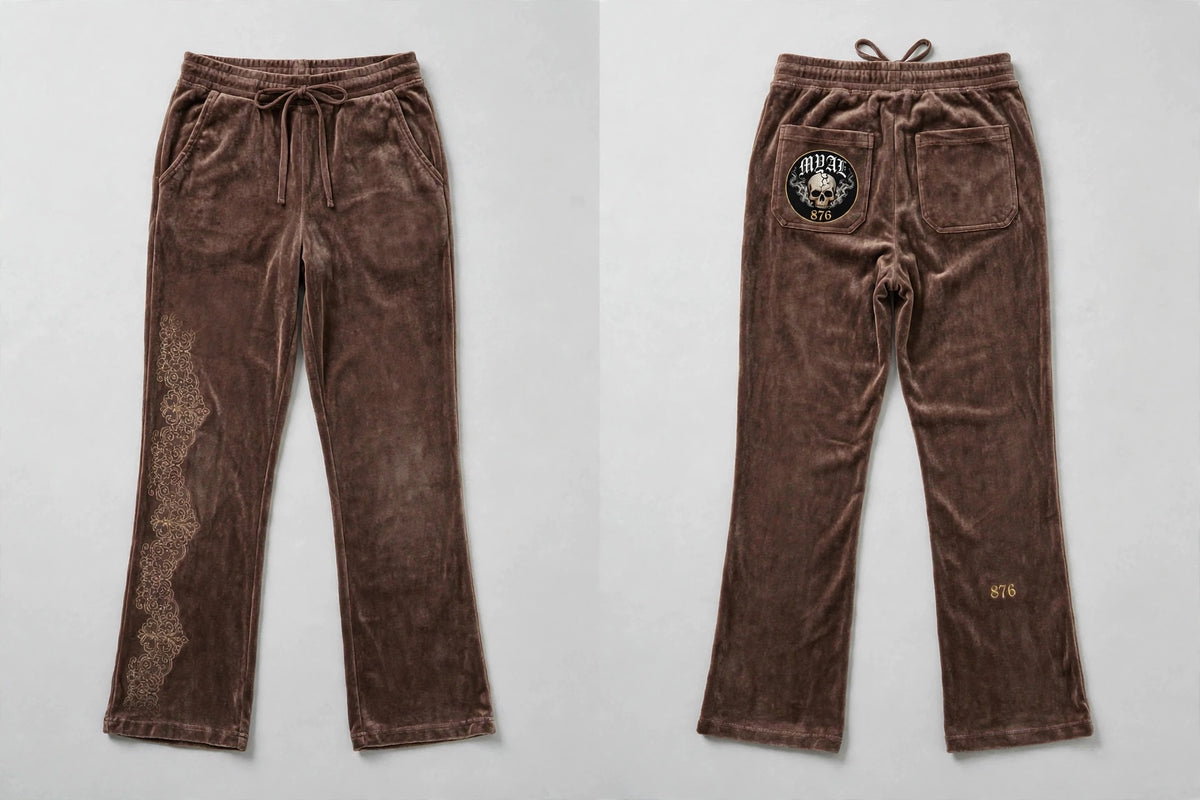 MYAL La Diablesse Velour Sweatpants — Washed Chocolate
