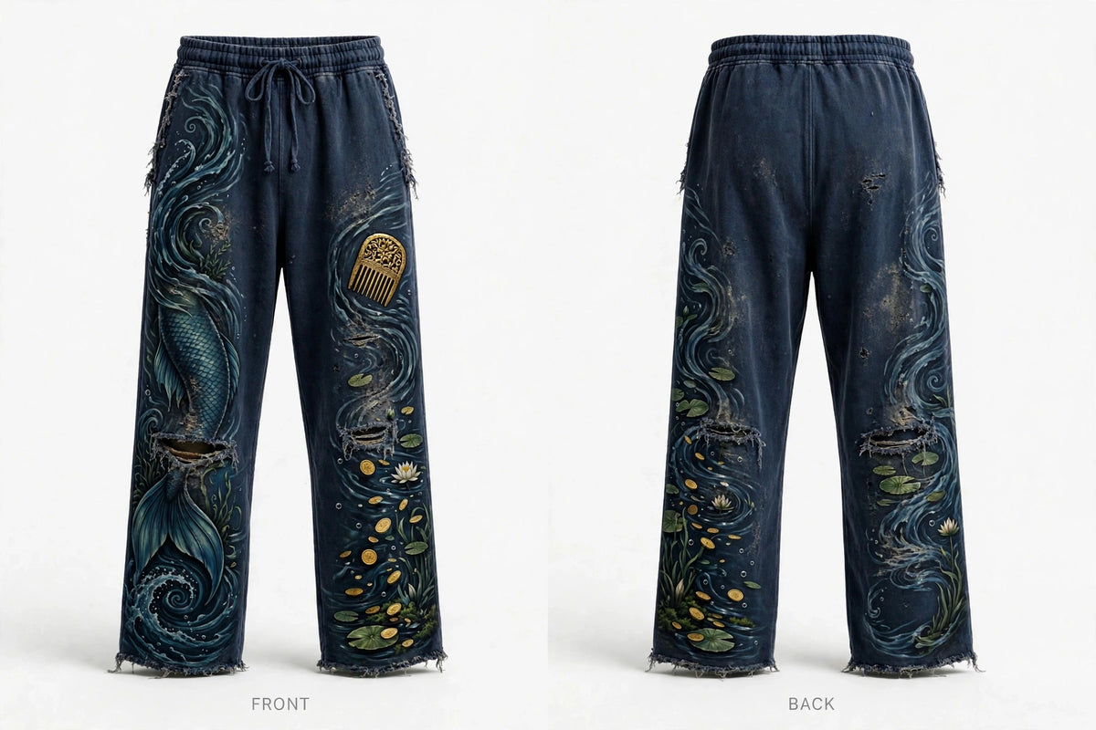 MYAL River Mumma Open-Hem Sweatpants — Washed Navy