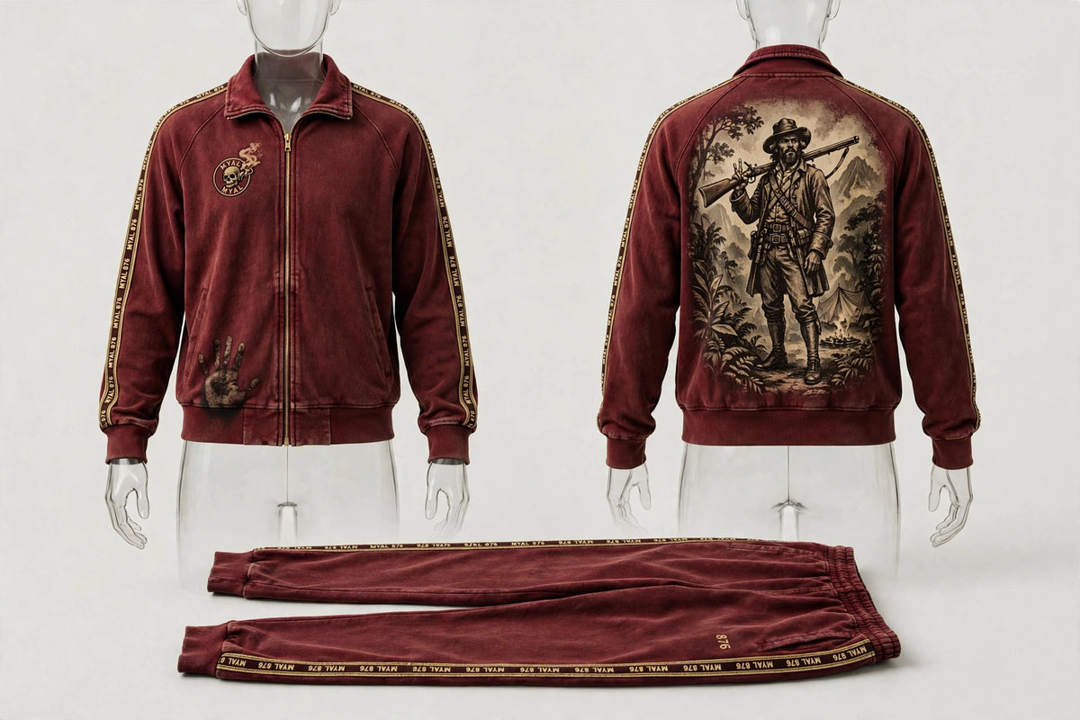 MYAL Three-Finger Jack Logo-Tape Tracksuit Set — Washed Oxblood