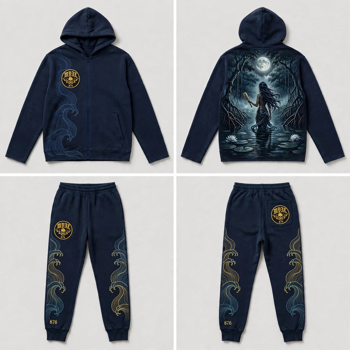 MYAL River Mumma Tech Fleece Set — Washed Midnight (Cuffed)