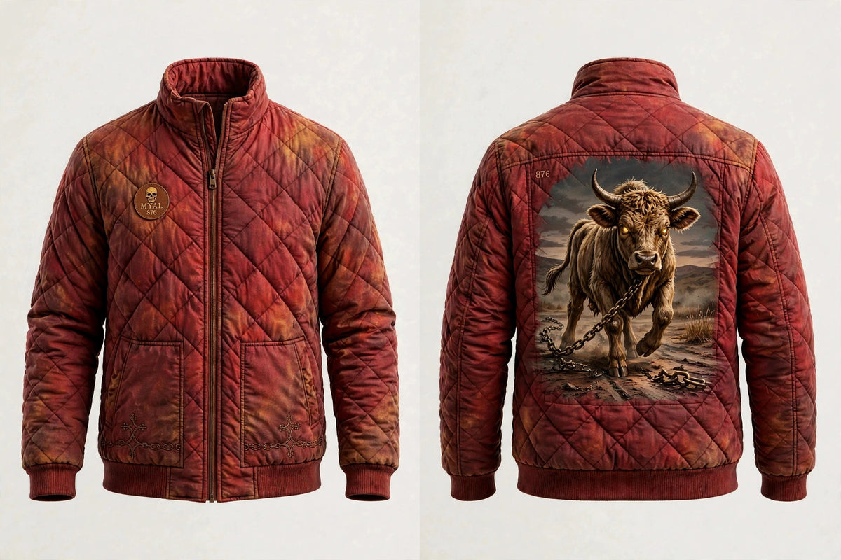 MYAL Rolling Calf Men's Puffer Jacket — Washed Crimson