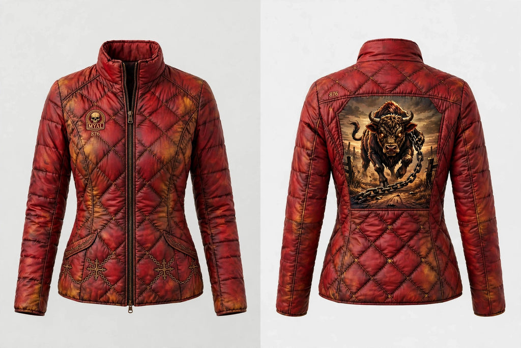 MYAL Rolling Calf Women's Puffer Jacket — Washed Crimson