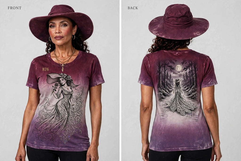 MYAL La Diablesse Women's Fitted Tee — Wine→Orchid Fade