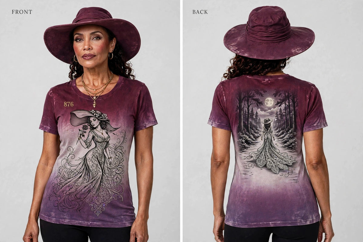 MYAL La Diablesse Women's Fitted Tee — Wine→Orchid Fade