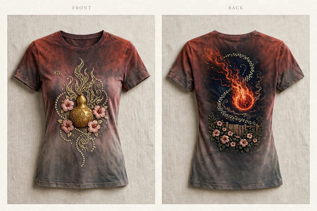 MYAL Ol' Higue Women's Fitted Tee — Ember Rose→Smoke Fade