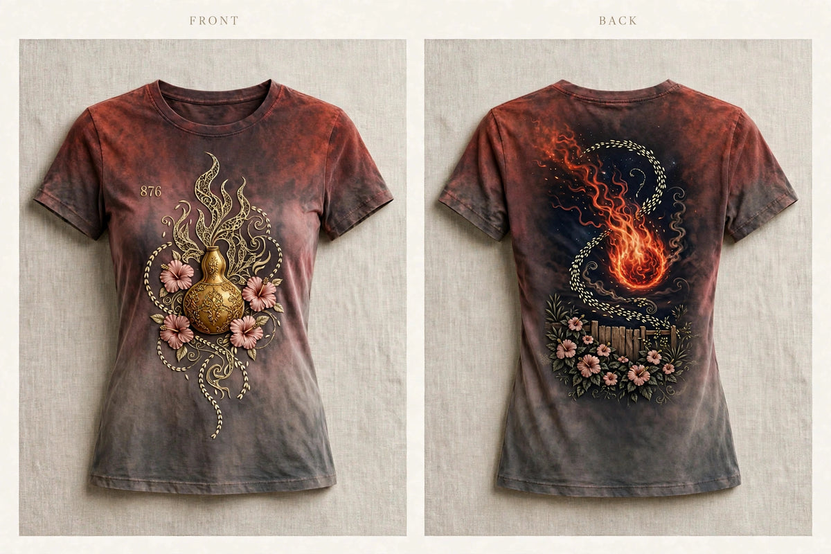 MYAL Ol' Higue Women's Fitted Tee — Ember Rose→Smoke Fade