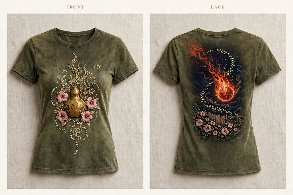 MYAL Ol' Higue Women's Fitted Tee — Ember Rose→Smoke Fade