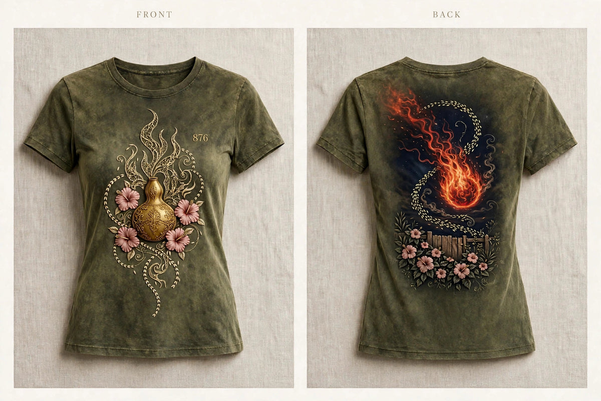 MYAL Ol' Higue Women's Fitted Tee — Ember Rose→Smoke Fade