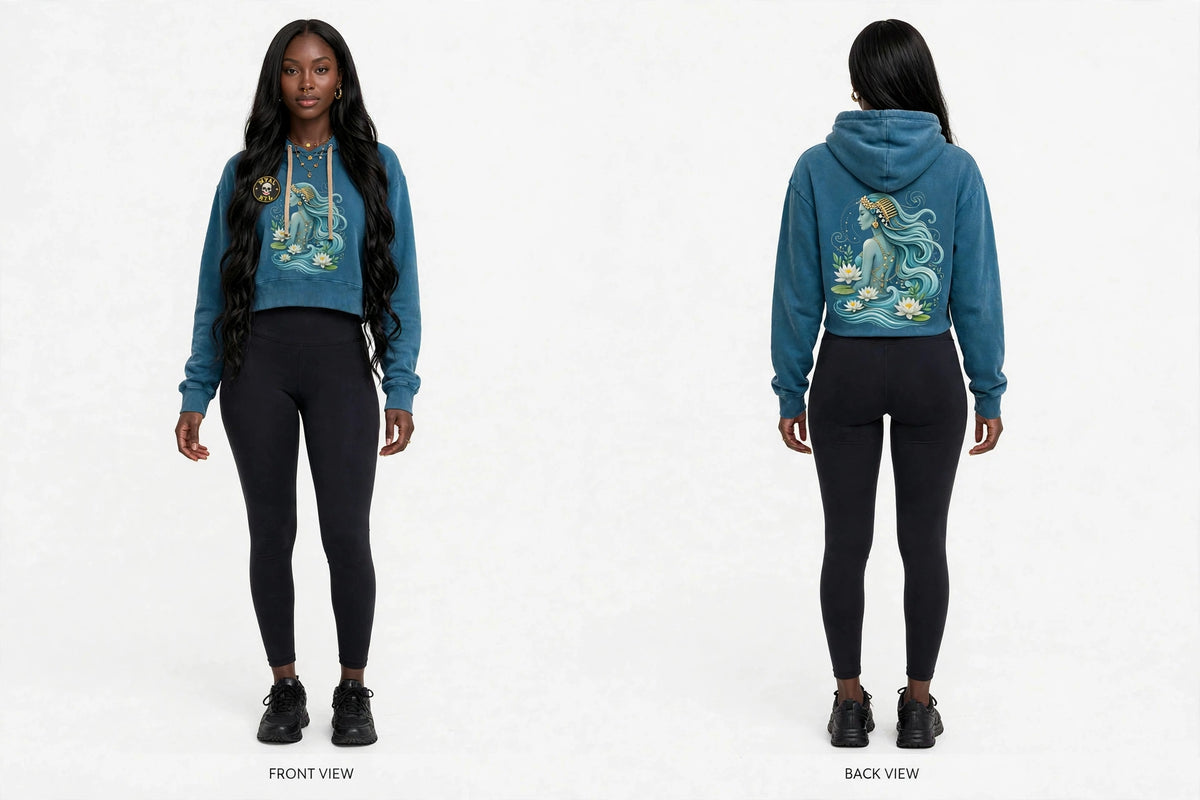 MYAL River Mumma Women's Cropped Hoodie — Washed Lagoon