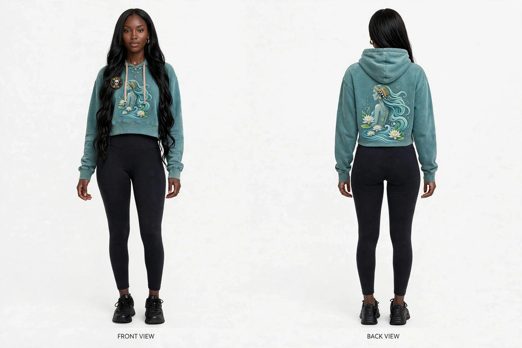 MYAL River Mumma Women's Cropped Hoodie — Washed Lagoon
