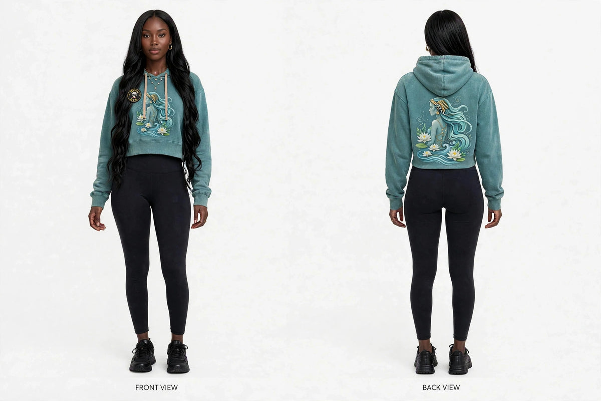 MYAL River Mumma Women's Cropped Hoodie — Washed Lagoon