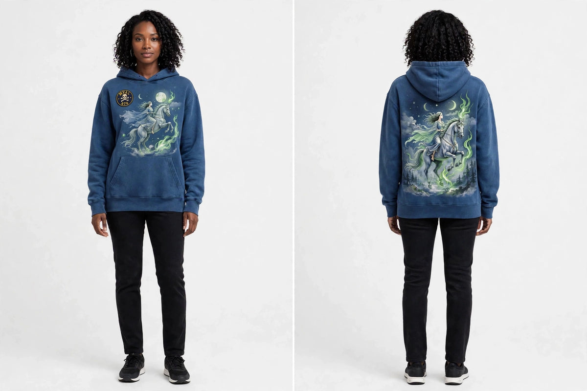 MYAL Duppy Rider Women's Hoodie — Washed Indigo