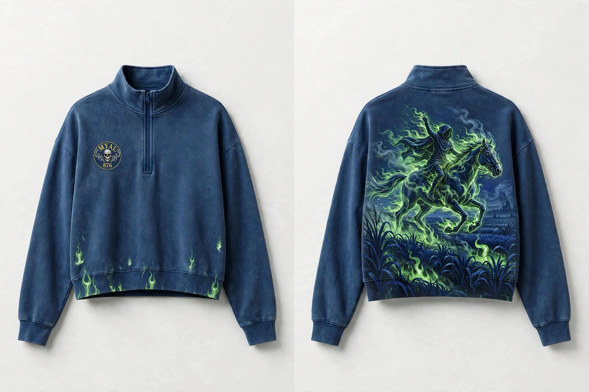 MYAL Duppy Rider Women's Quarter-Zip — Washed Indigo
