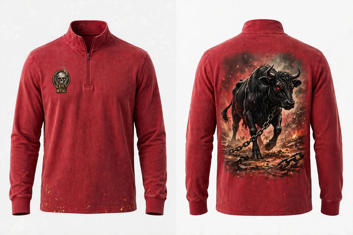 MYAL Rolling Calf Men's Quarter-Zip — Washed Crimson