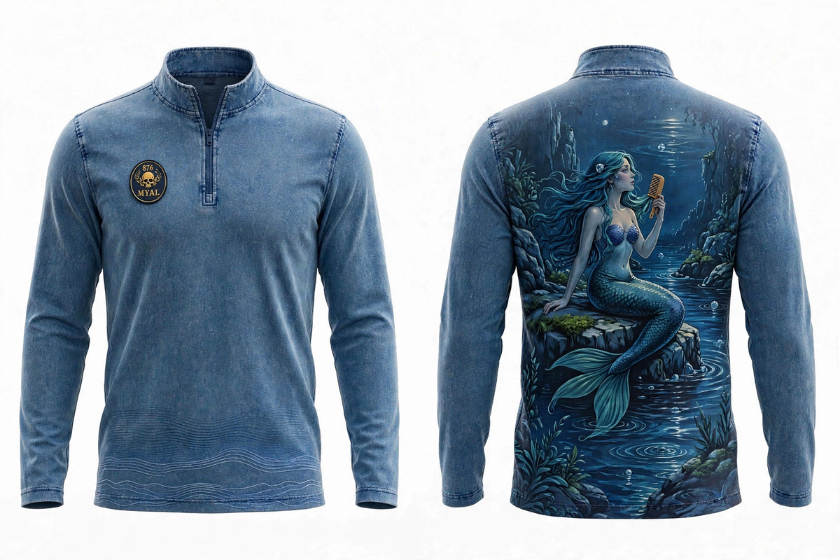 MYAL River Mumma Men's Quarter-Zip — Washed Navy