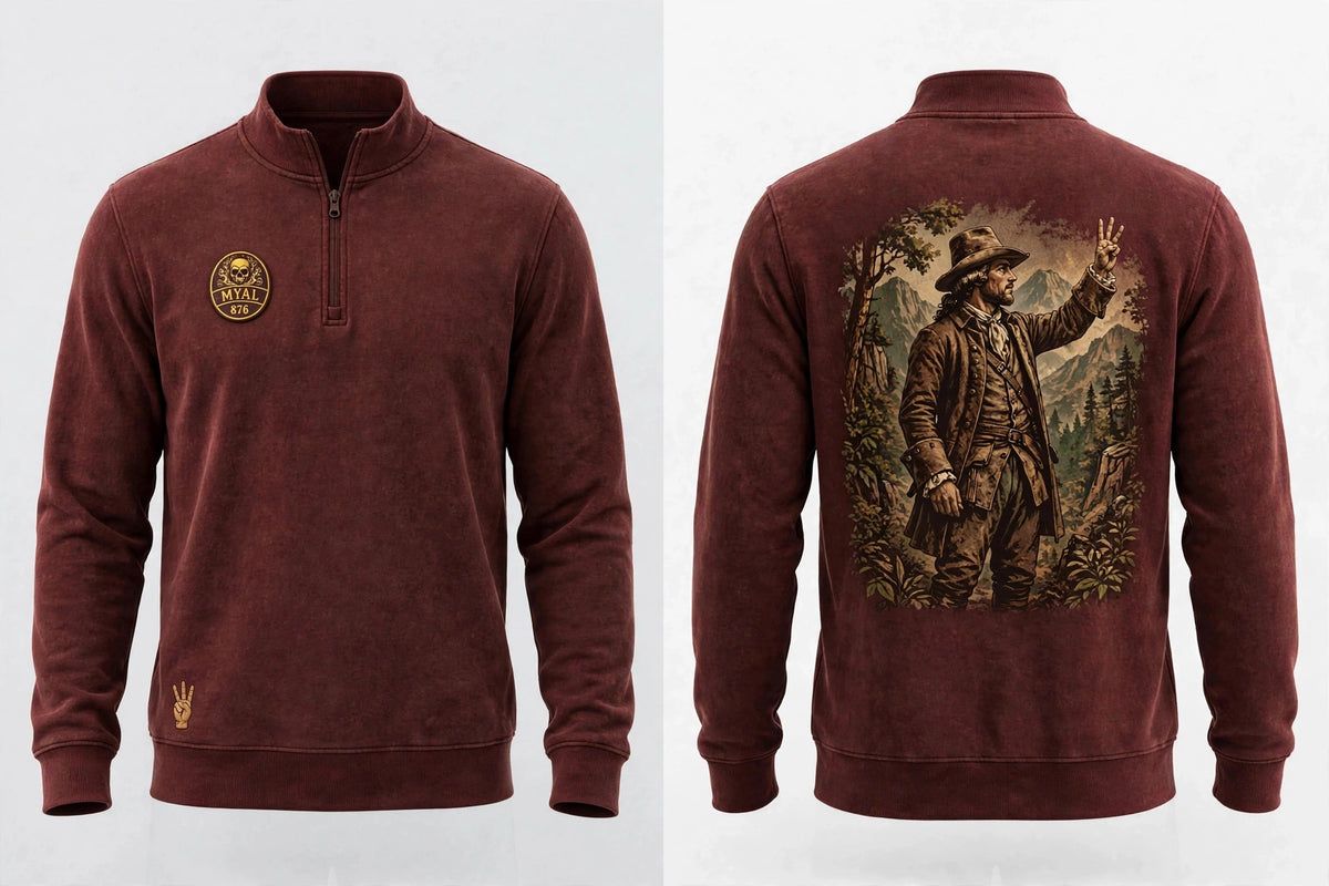 MYAL Three-Finger Jack Men's Quarter-Zip — Washed Oxblood