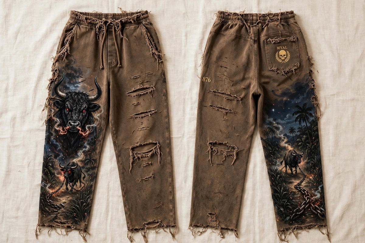 MYAL Rolling Calf Open-Hem Sweatpants — Washed Bronze