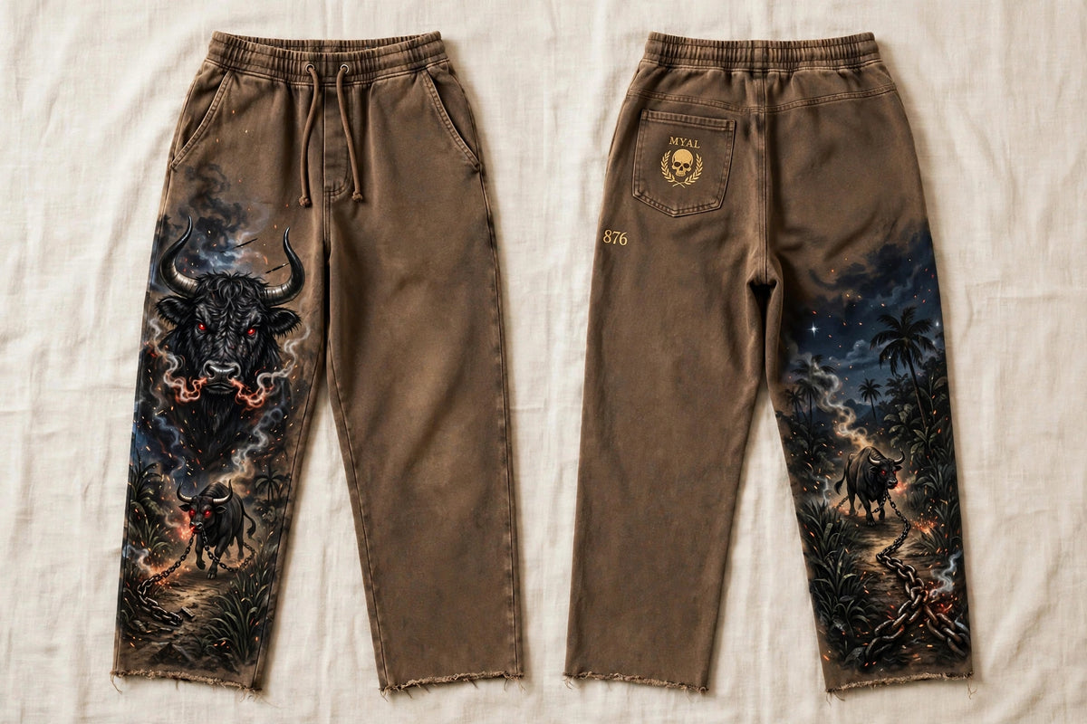 MYAL Rolling Calf Open-Hem Sweatpants — Washed Bronze