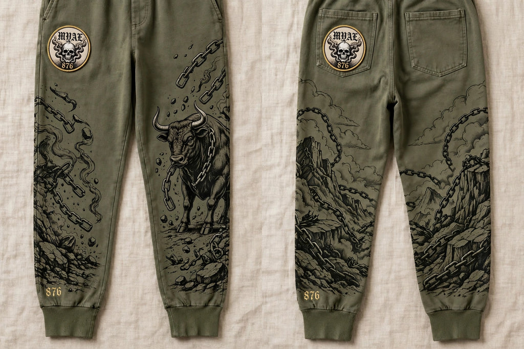 MYAL Rolling Calf Cuffed Sweatpants — Washed Bronze