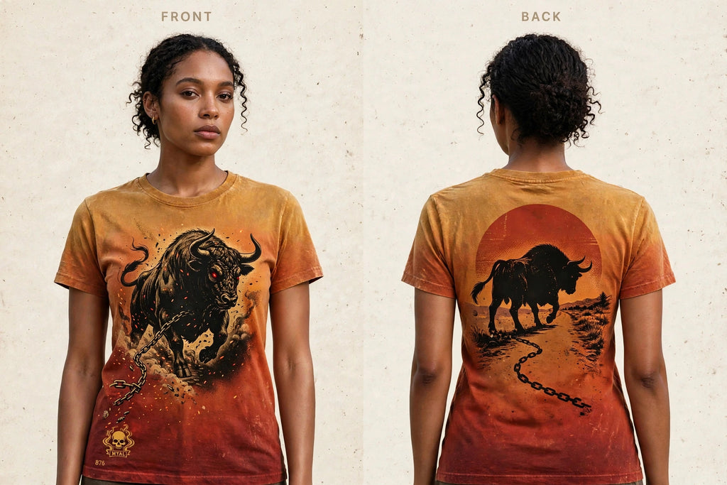 MYAL Rolling Calf Women's Tee — Ochre→Ember Sunset