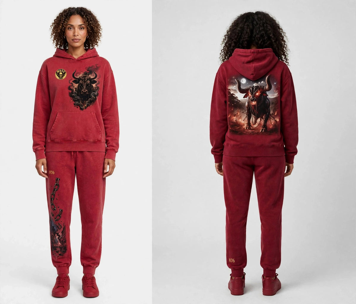 MYAL Rolling Calf Women’s Tracksuit Set — Washed Crimson
