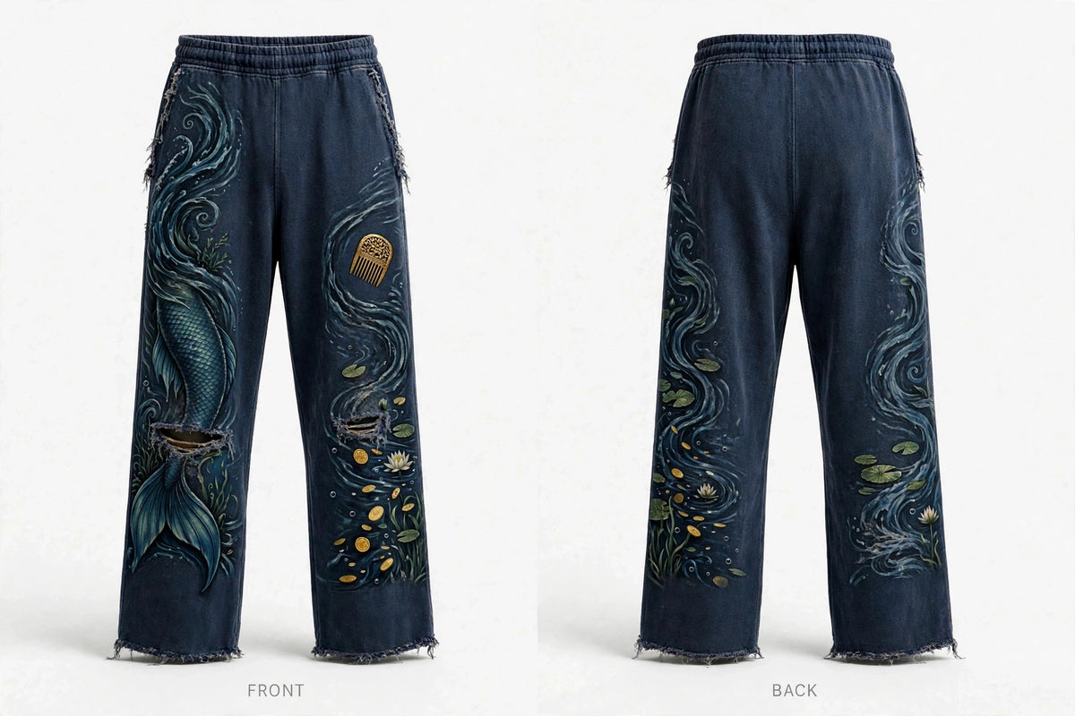 MYAL River Mumma Open-Hem Sweatpants — Washed Navy