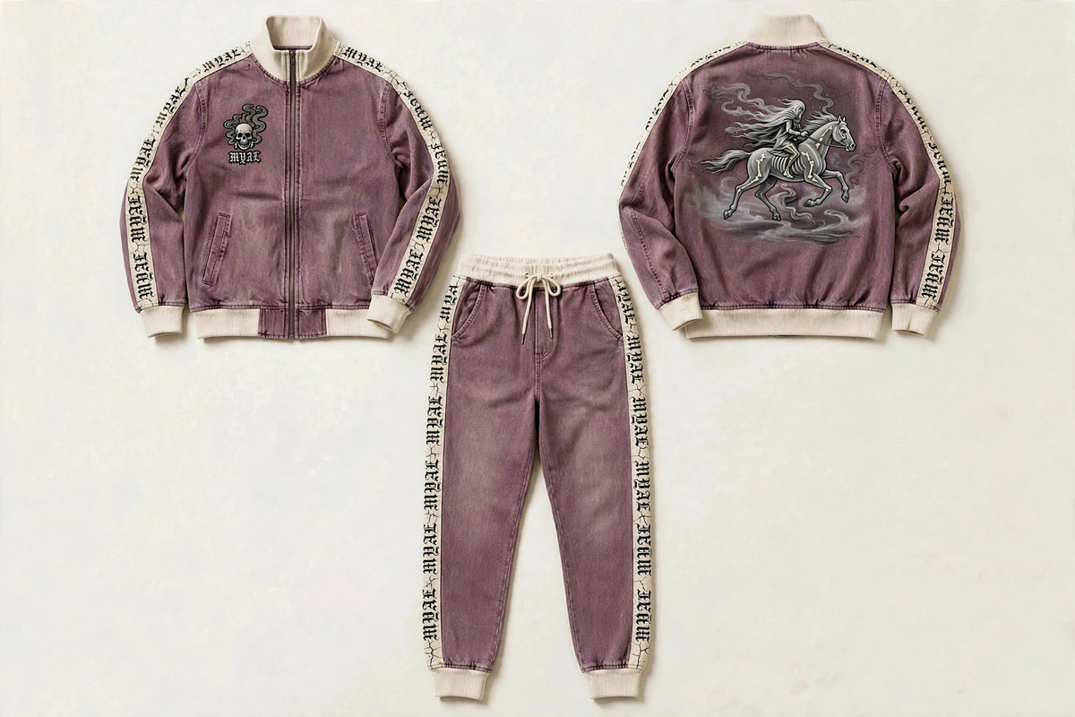 MYAL Duppy Rider Logo-Tape Tracksuit Set — Washed Denim