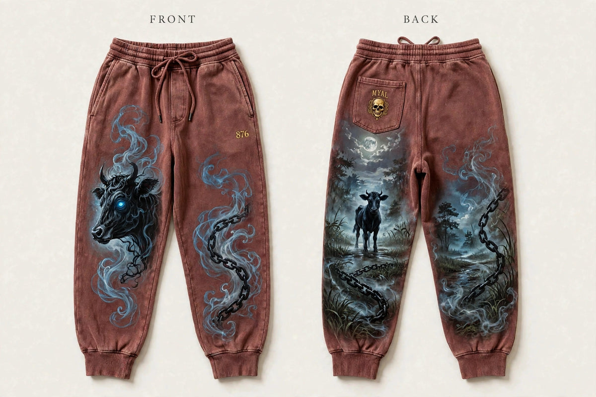 MYAL Rolling Calf Open-Hem Sweatpants — Washed Abyss