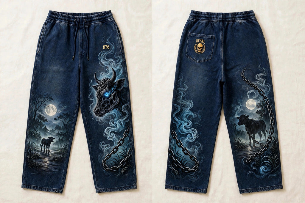 MYAL Rolling Calf Open-Hem Sweatpants — Washed Abyss