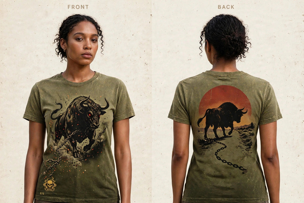 MYAL Rolling Calf Women's Tee — Ochre→Ember Sunset