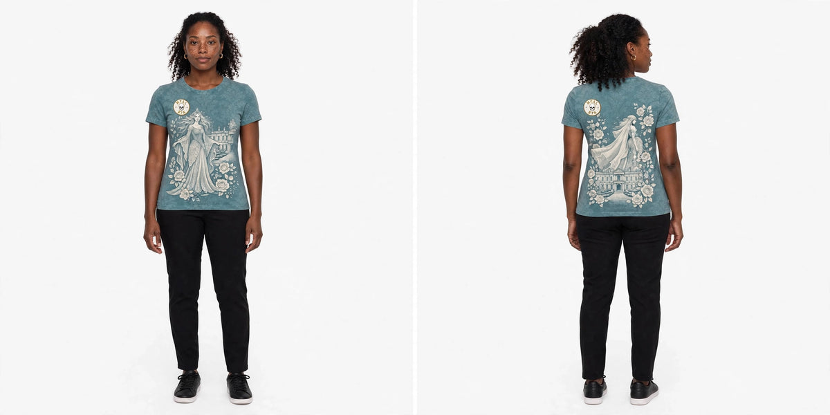 MYAL White Witch Women's Fitted Tee — Blush Damask