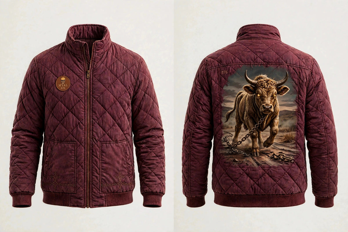 MYAL Rolling Calf Men's Puffer Jacket — Washed Crimson